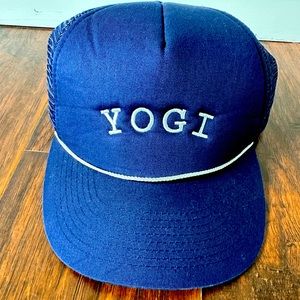 Wide brim yoga trucker hat